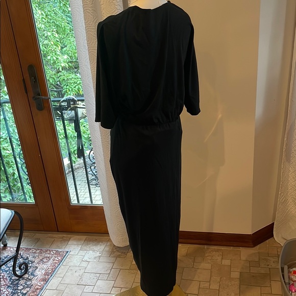 Pretty Garden Flattering Rouched Elegant Black Dress Large Draped - Picture 9 of 9